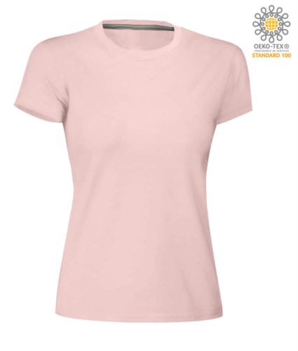 Women short-sleeved cotton short-sleeved crew neck T-shirt, color pink shadow