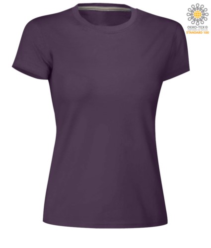 Women short-sleeved cotton short-sleeved crew neck T-shirt, color purple