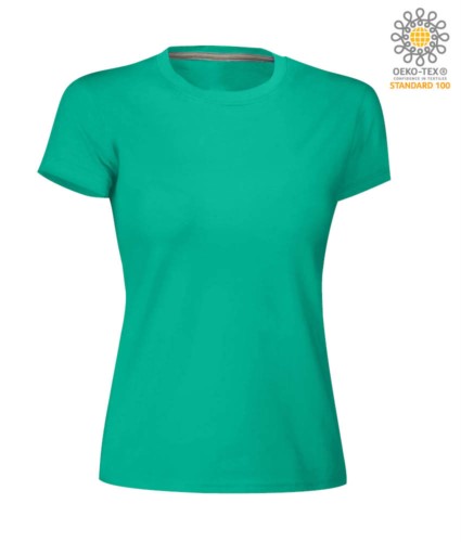 Women short-sleeved cotton short-sleeved crew neck T-shirt, color emerald green
