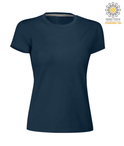 Women short-sleeved cotton short-sleeved crew neck T-shirt  color navy blue
