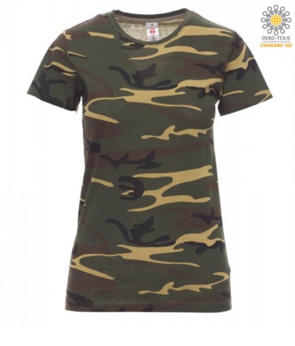 Women short-sleeved cotton short-sleeved crew neck T-shirt  color Camouflage