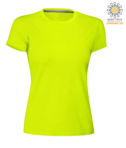 Women short-sleeved cotton short-sleeved crew neck T-shirt  color fluo yellow 