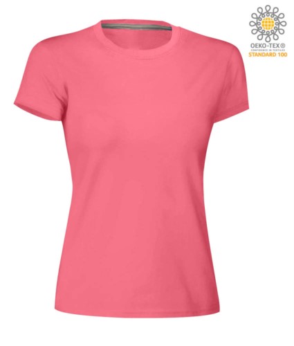 Women short-sleeved cotton short-sleeved crew neck T-shirt  color fluo pink 
