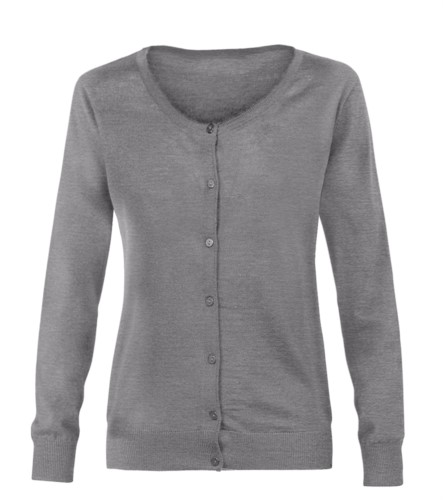 Women cardigan with crew neck, ribbed neck, cuffs and bottom hem, front buttoning, wool and polyacrylic fabric.
color light grey
