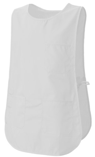Cape with pockets, with the possibility of lateral adjustment with laces, color white