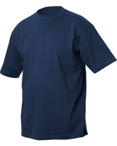T-shirt, ribbed collar with elastane, color navy blue