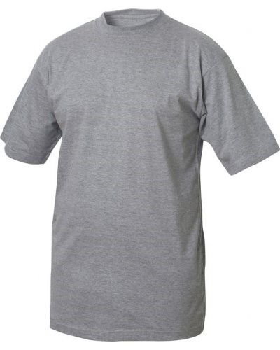 T-shirt, ribbed collar with elastane, color melange grey