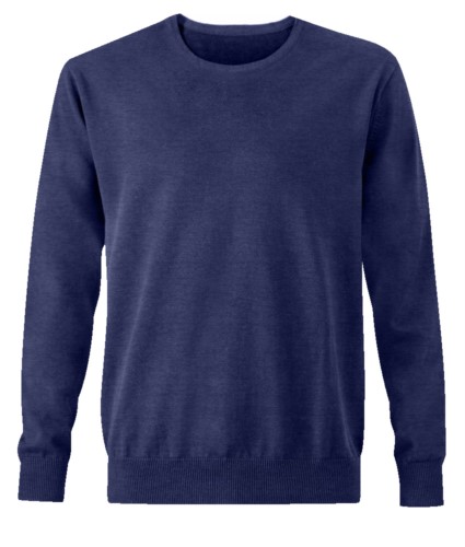 Men crew neck pullover, long sleeves, ribs on the lower edges and cuffs, cotton and acrylic fabric
color royal blue