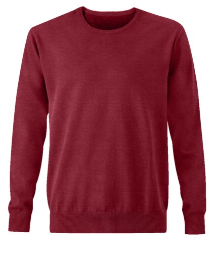 Men crew neck pullover, long sleeves, ribs on the lower edges and cuffs, cotton and acrylic fabric
color burgundy
