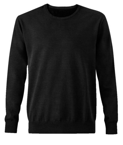 Men crew neck pullover, long sleeves, ribs on the lower edges and cuffs, cotton and acrylic fabric
color black
