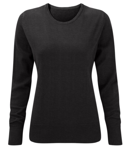 Woman sweater crew neck, long sleeves, ribs on the lower edges and cuffs, cotton and acrylic fabric
color grey