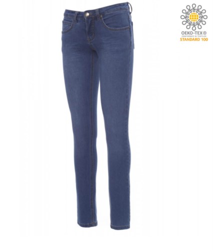 Elastic trousers in jeans for women, multipocket, light blue colour
