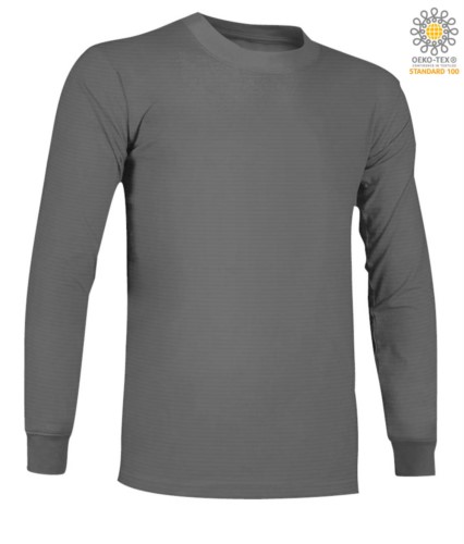 Long-sleeved, fire-retardant and antistatic long-sleeved T-Shirt, crew neck, elasticated cuffs, certified ASTM F1959-F1959M-12, EN 1149-5, CEI EN 61482-1-2:2008, EN 11612:2009, co