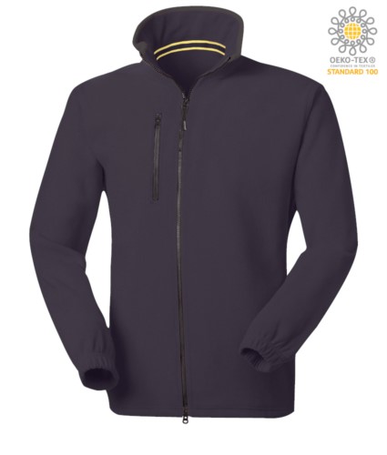 Long zip fleece with chest pocket and two pockets. Double slider zipper. Colour: navy blue