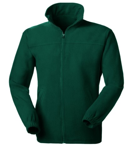 Long zip anti-pilling fleece with two pockets. Colour bottle green