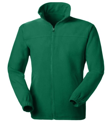 Long zip anti-pilling fleece with two pockets. Colour  green 
