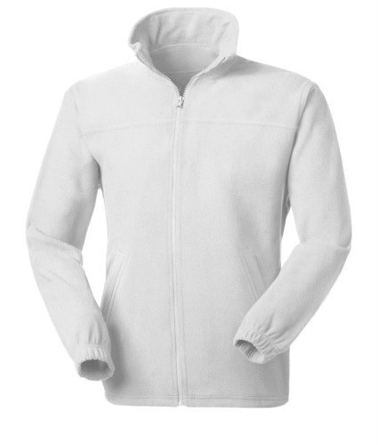 Long zip anti-pilling fleece with two pockets. Colour white
