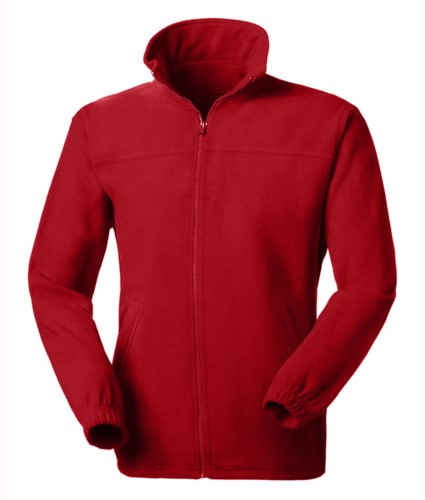 Long zip anti-pilling fleece with two pockets. Colour Apple red
