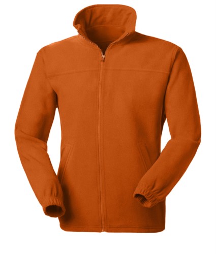 Long zip anti-pilling fleece with two pockets. Colour orange