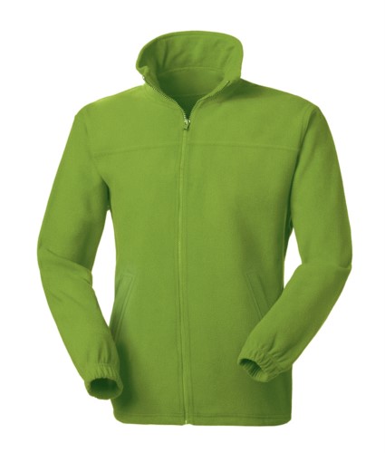 Long zip anti-pilling fleece with two pockets. Colour Apple green 
