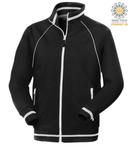 working sweatshirt in cotton and polyester black color with anti water treatment