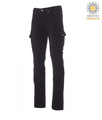 Women trousers with multi pocket and multi-season classic cut. Color Black 