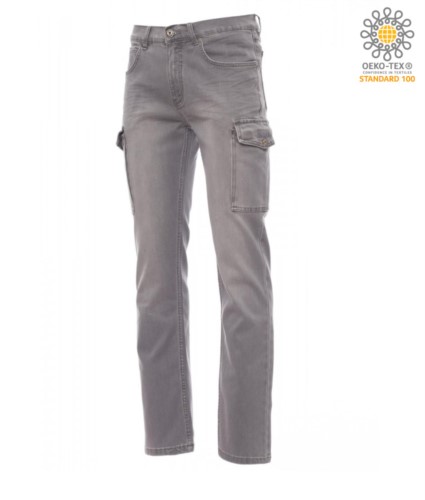 Women trousers with multi pocket and multi-season classic cut. Color grey
