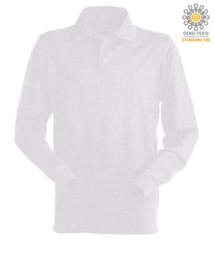 Long sleeved polo shirt 100% combed cotton, color ash