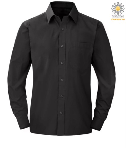 men long sleeved shirt in Black polyester and cotton
