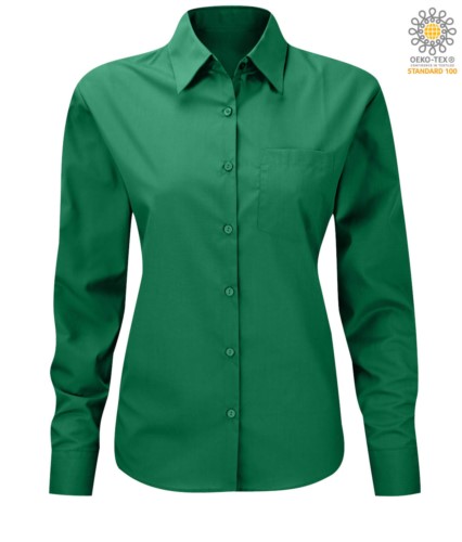 women long sleeved shirt for work uniform Kelly Green color
