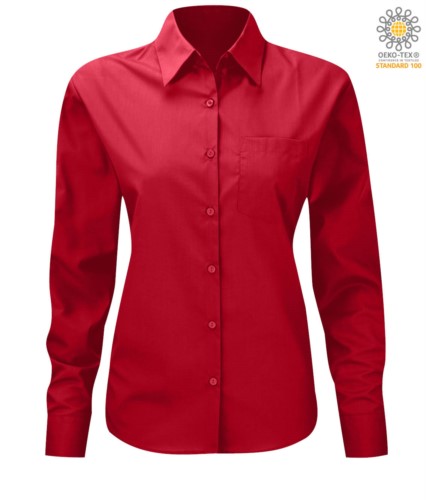 women long sleeved shirt for work uniform red color