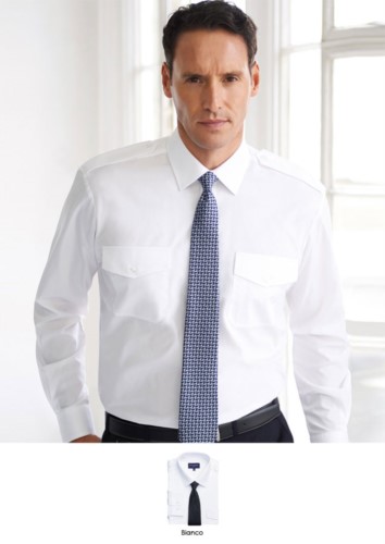 Elegant men shirt in polyester and cotton, with easy iron fabric.