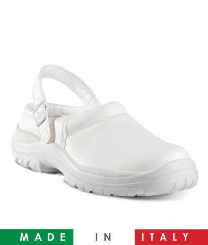 Microfibre sandal, breathable and padded, white insole. antistatic, antifungal, antibacterial and breathable, color white 
