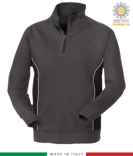Promotional sweatshirt for work with turtleneck color grey with black details
