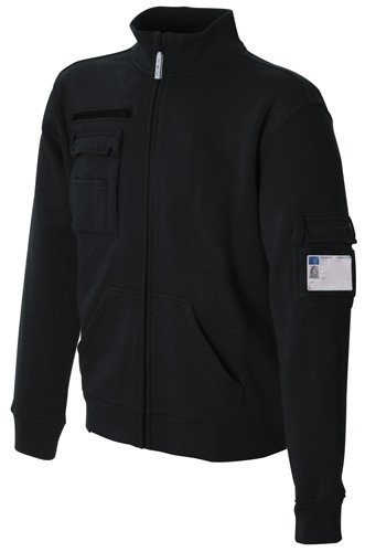 men Black multi-pocket long zip work sweatshirt