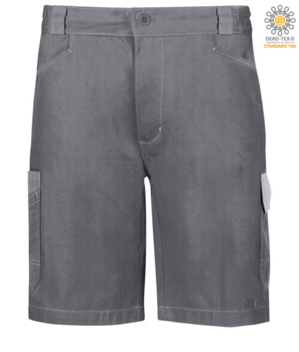 Ripstop tear proof shorts in fabric, multi-card. Colour: Grey