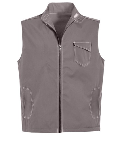 grey summer vest with 5 pockets and badge holder