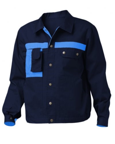 Multipocket jacketTwo tone multi pocket work jacket with mobile phone pocket. Colour blue/royal blue
