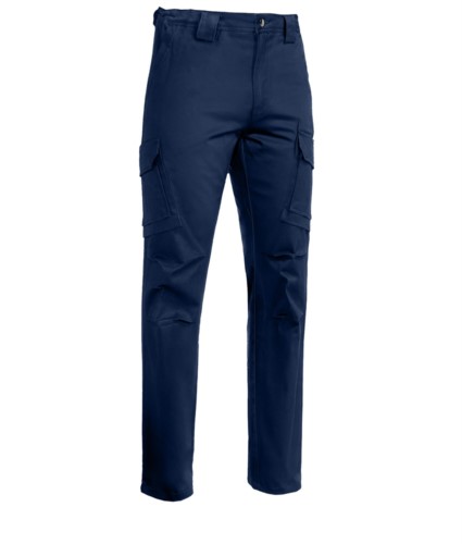 Work trousers multi pocket stretch, color blue 