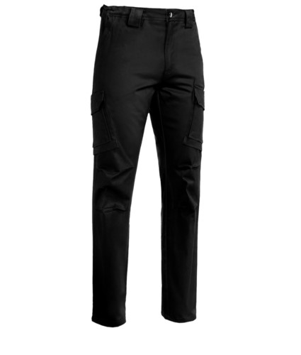 Work trousers multi pocket stretch, color black