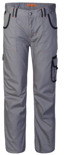 Multi pocket work trousers with contrasting coloured details, colour grey