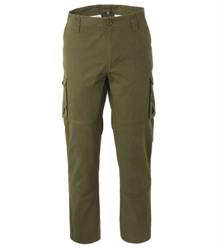 green cotton multi pocket trousers