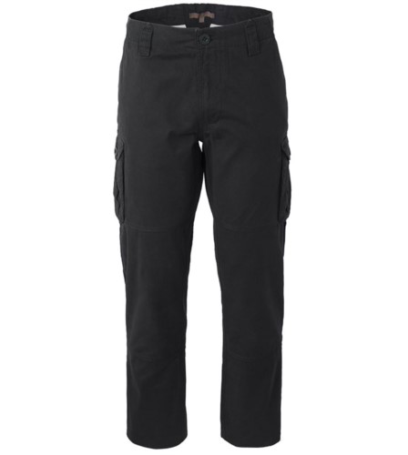 black cotton multi pocket trousers