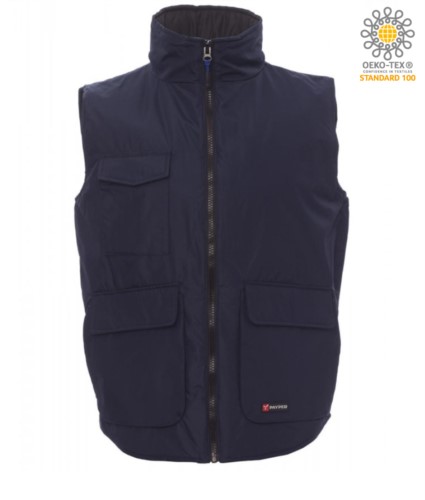 multi pocket padded work vest 100% polyester blue color