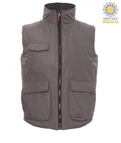multi pocket padded work vest 100% polyester grey color
