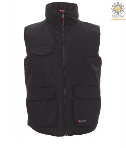 multi pocket padded work vest 100% polyester black color