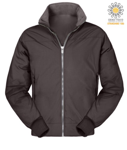 Padded nylon jacket, two external pockets, zip closure, color grey