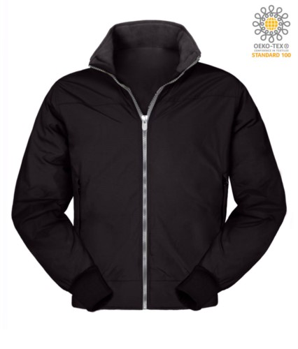Padded nylon jacket, two external pockets, zip closure, color black