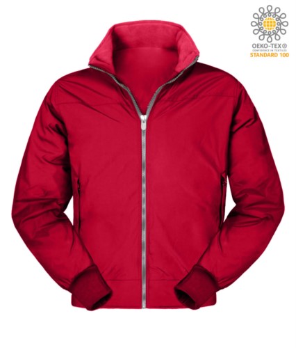 Padded nylon jacket, two external pockets, zip closure, color red