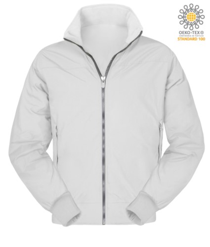 Padded nylon jacket, two external pockets, zip closure, color white